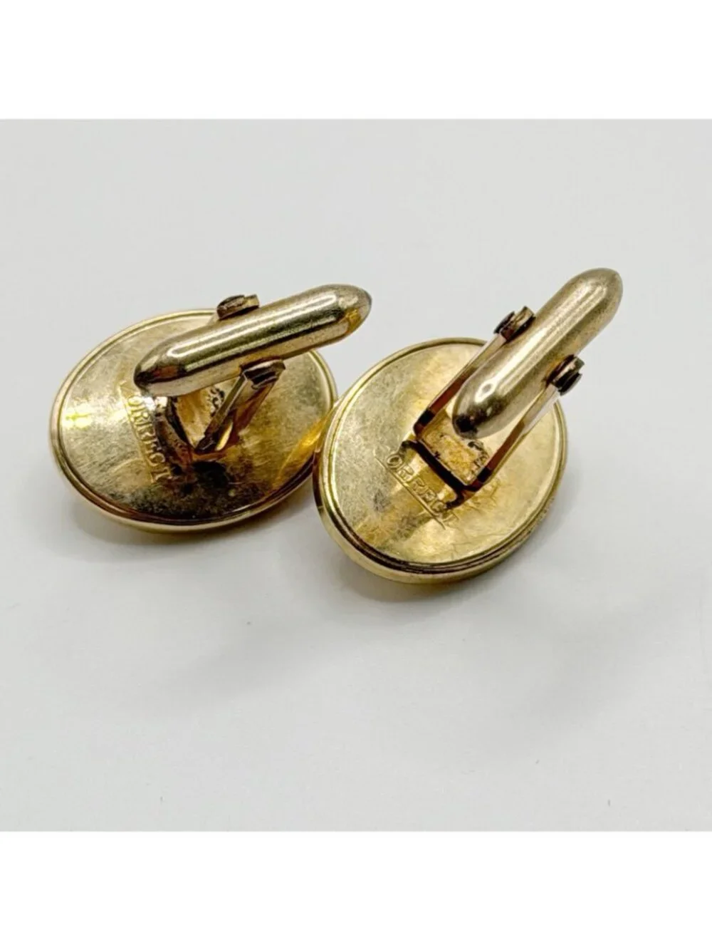 Correct Quality Ruby Red Cabochon & Rhinestone Cufflinks Gold Tone‎
